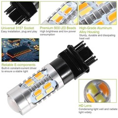 2 Pcs T25 3157 800LM Turn Signal Parking DRL LED Light Bulbs w/ LED Load Decoder
