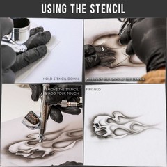 3 Custom Shop Airbrush Skull Fire Flame Stencils #2 Laser Cut Reusable Templates