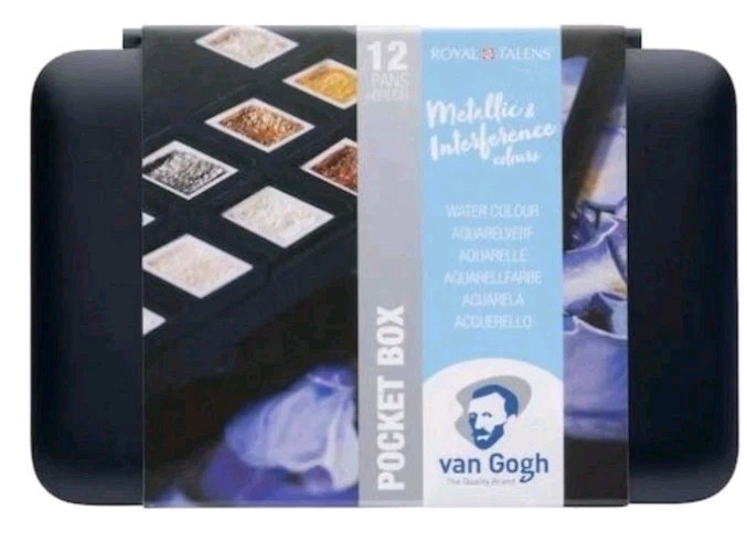 Van Gogh Royal Talens Metallic & Interference Water Colour Set, 12 Pans