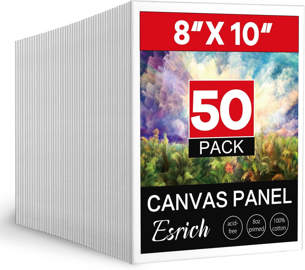 ESRICH 8×10 Canvas for Painting, 8×10 Inch Value Pack of 50, Canvas Boards for P