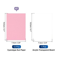 Cyanotype Paper,12 Sheet Sun Print Paper Pink Crafts with Board, 2.9×4.1″
