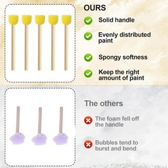 10pcs Round Sponge Paint Brushes, Wooden Handle DIY Art Craft Painting Tools