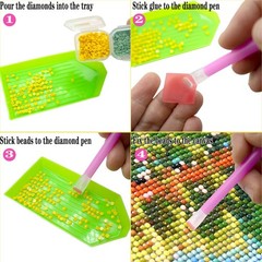 QYING 39PCS Diamond Art Painting Tools and 5.3 inches x 7.1 inches, GREEN