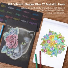 Rich Pigment Pencil Set of 136 with Break-Resistant Leads for Artists & Doodlers