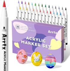 Arrtx 30 Colors Acrylic Paint Pens for Rock Painting, Extra Brush Tip, Water for