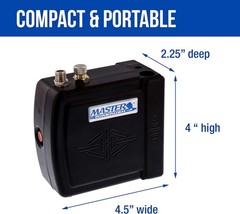 Master Model C16-B Black Airbrush Compressor – 30 dB Quiet Operation, 6ft Hose