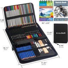 KALOUR 76 Drawing Sketching Kit Set – Pro Art Supplies with Sketchbook & Waterco