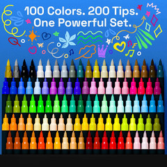 ARTISTRO 100 Dual Tip Acrylic Paint Markers, Paint Pens, Drawing Markers for Tex