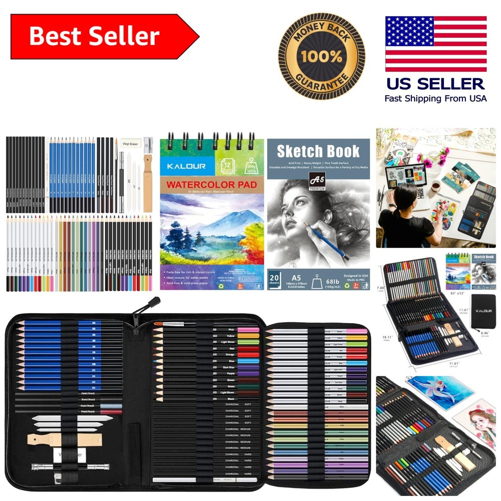 Complete Sketching and Drawing Set – 76 Art Supplies with Sketchbook & Paper