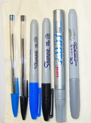 Autograph Signing Pens Markers 6 SET Kit Blue Black Silver BiC Sharpie Uni Paint