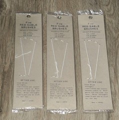 VINTAGE CRAFTINT NO 89 #89 FINE RED SABLE PAINT BRUSHES JAPAN (LOT OF 3) NEW