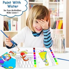 Watercolor Coloring Book for Kids, Paint with Water- Magic Paint Set Water Paint