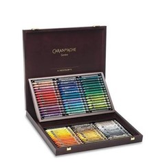 Caran d’Ache Neocolor II Water-Soluble Wax Pastels Set 84 Colors – Wooden Box