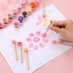 40 Pack Round Sponge Foam Brush 0.6” Paint Sponge Brush Wooden Handle Foam