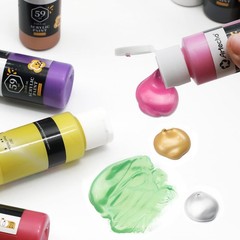 Acrylic Paint Set – 12 Metallic Colors for Canvas, Rock, Wood, Fabric, 59ml B…