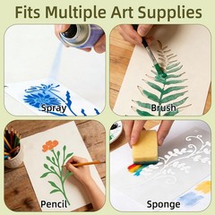 CEBLISH 36 PCS Flower Stencils for Painting on Wood, 5.9 x 2.9 inches, white