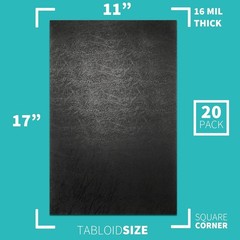 20 Pack 16 Mil Leather-Textured Heavyduty Polycovers, 11 x 17″ Tabloid Size, …