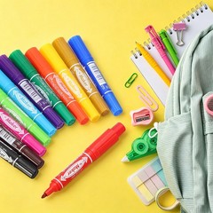 Broad & Fine Tip Markers, 8Pcs Oil-Based Markers Highlighter, Light Blue