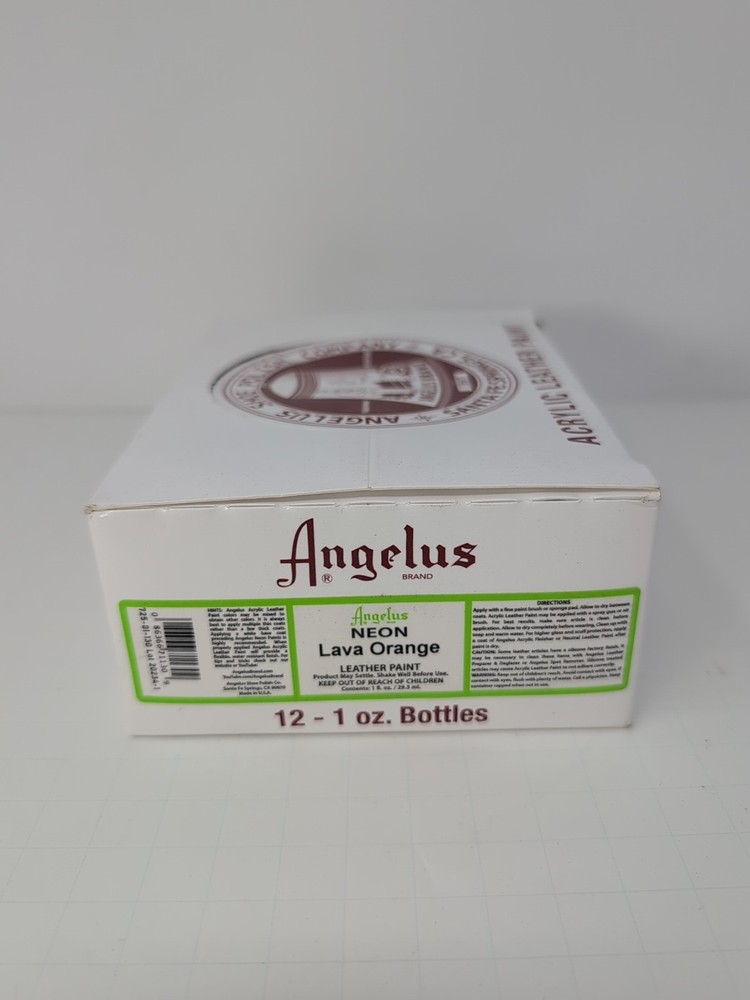 (12) 1 Oz Bottles Of Angelus Leather Neon Lava Orange Paint New