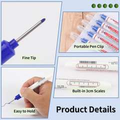 15 Pcs Long Nib Marker, 20 Mm Long Head Deep Hole Marker Pens, Fine Nose Tip Dee