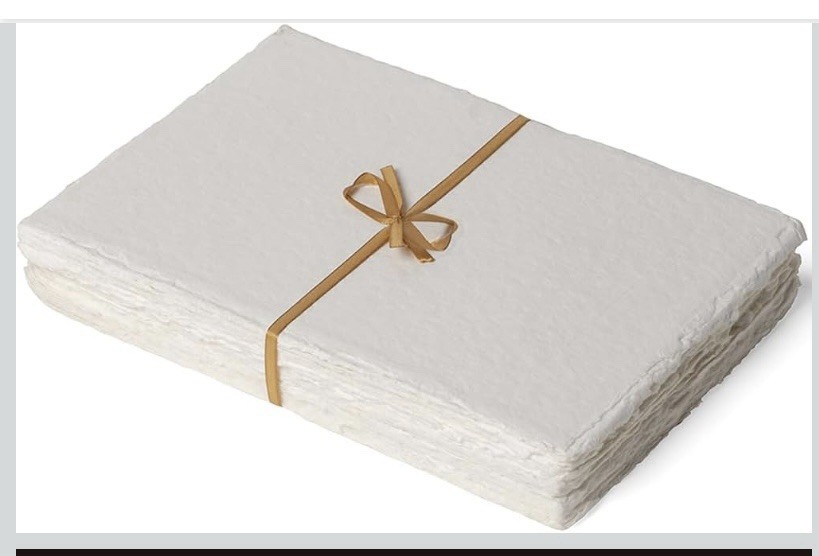 Handmade Cotton Watercolor Paper 40 Sheets 8”L X 6”W, Off-white