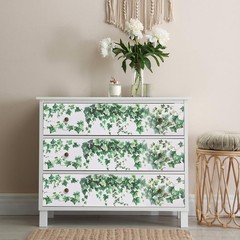 OLYCRAFT 3pcs/Set Green Leaf Rub on Transfers for Furniture 6×12 inch Transfe…