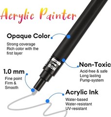 Acrylic Paint Pens Set – Fine Tip Markers for Rock, Stone, Wood, Fabric & DIY