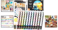 100 Colors Acrylic Paint, 2oz/60ml Bottles, Include 2 Sets of 12 Paint Brushe…