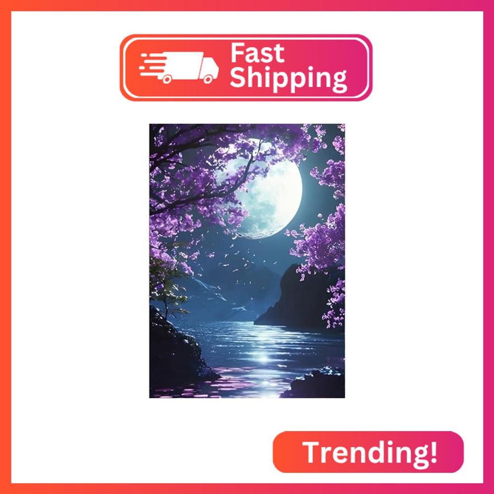 QINRUBB DIY Bright Moon Diamond Painting Kits, Full Drill Moonlight Diamond Art