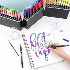 56179 Dual Brush Pen Art Markers, 108 Color Set with Marker Case. Blendable, …