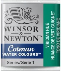 Versatile Cotman Half Pan Watercolor: Viridian Hue, 2ml for Indoor/Outdoor Use