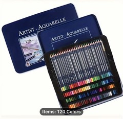 120 Giorgione Triangular Barrel Watercolor Pencils in Metal Box NEW Ship Incl