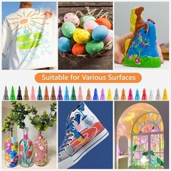 24 Colors Dual Tip Acrylic Paint Marker Pens Set, Multifunctional Acrylic Tips