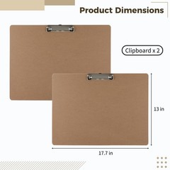 2PCS Extra Large A3 Horizontal Clipboard, 13” x 17” Wooden Low Profile Clip…