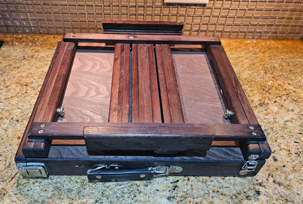 Wooden Table Top Art Easel Stand Portable Travel Sketch Box.