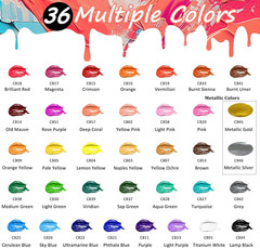 Caliart Acrylic Paint Set with 12 Brushes, 36 Colors Art Craft Paint Kits for Ar