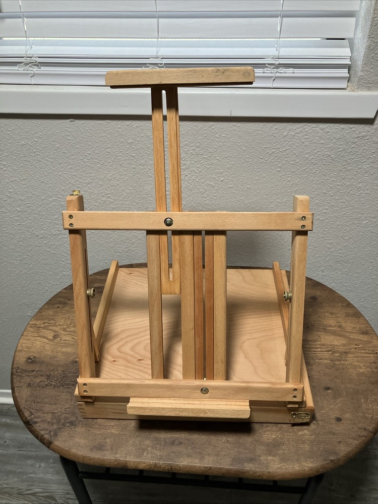 Adjustable Wood Tabletop Painting Easel, Portable, With Storage Drawer. Preowned