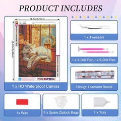 Cat Diamond Art Kits for Adults, 5D Cocktail Diamond Painting Kits for Beginners