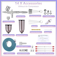 Airbrush Kit, Airbrush Gun with 4 Quick-Release Nozzle Sets(0.2/0.3/0.5/0.8Mm) D