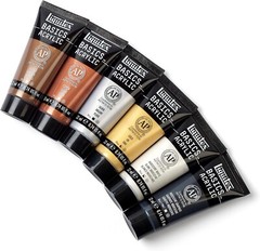 BASICS Acrylic Paint Set – 6 Metallic & Iridescent Colors for Artists