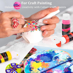 Caliart Acrylic Paint Set with 12 Brushes, 36 Colors Art Craft Paint Kits for Ar