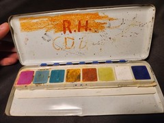 VINTAGE Binney & Smith Playtime Water Colors Paint Set Tin USA- No 525 w/ Paints
