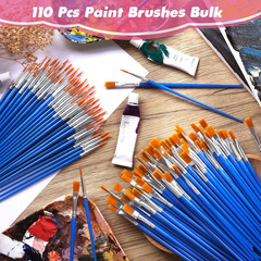 Small Paint Brushes Bulk, 110 Pcs Flat Tip round Acrylic Paint Brushes for Kids