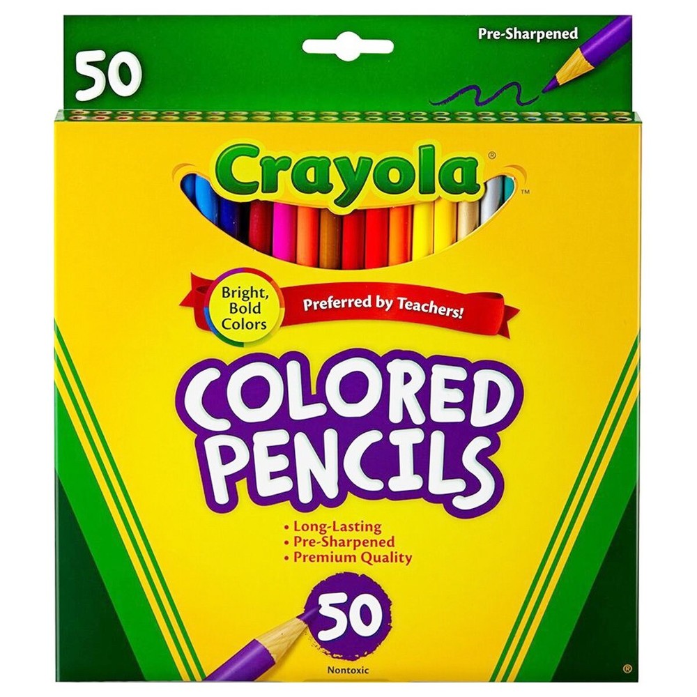 Crayola Colouring Pencils 50 Bright Bold Colours – 50 Pack – Pre-sharpened