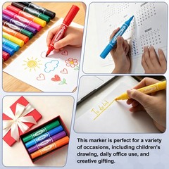 Broad & Fine Tip Markers, 8Pcs Oil-Based Markers Highlighter, Black