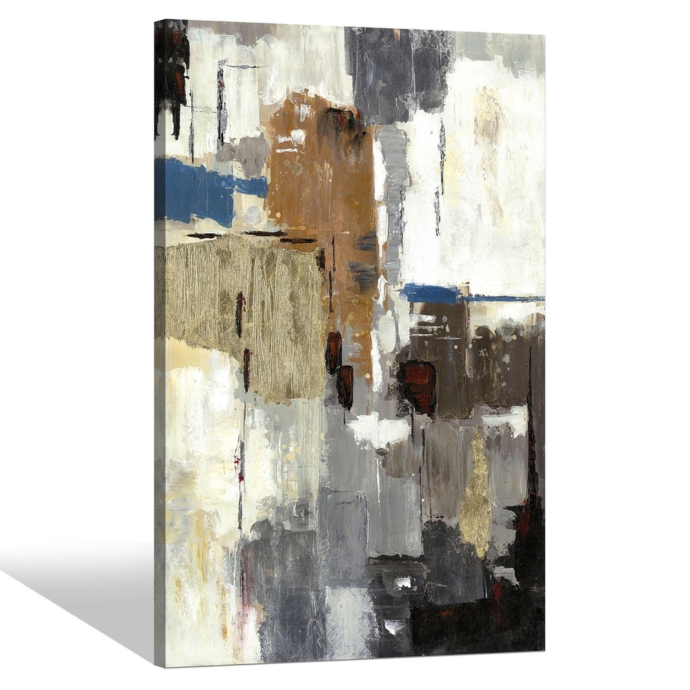 Abstract Textured Painting Canvas Art: Modern Hand Painted Color Block Artwor…