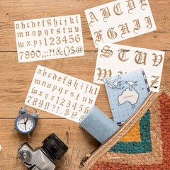 10 Pieces Old English Stencil Template 1 and 2 Inch 10 x 6 inches, white