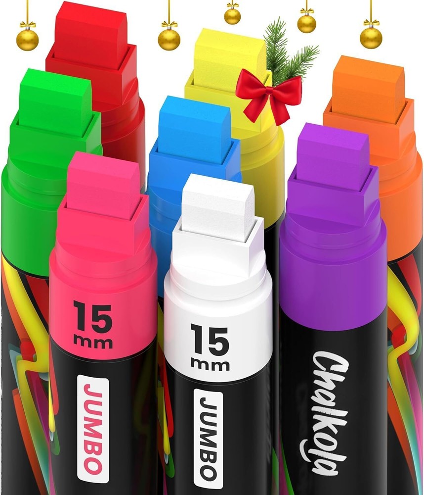 Neon Marking Pens 15Mm 8 Pack Multicolor With Extra Ink For Bold Displays