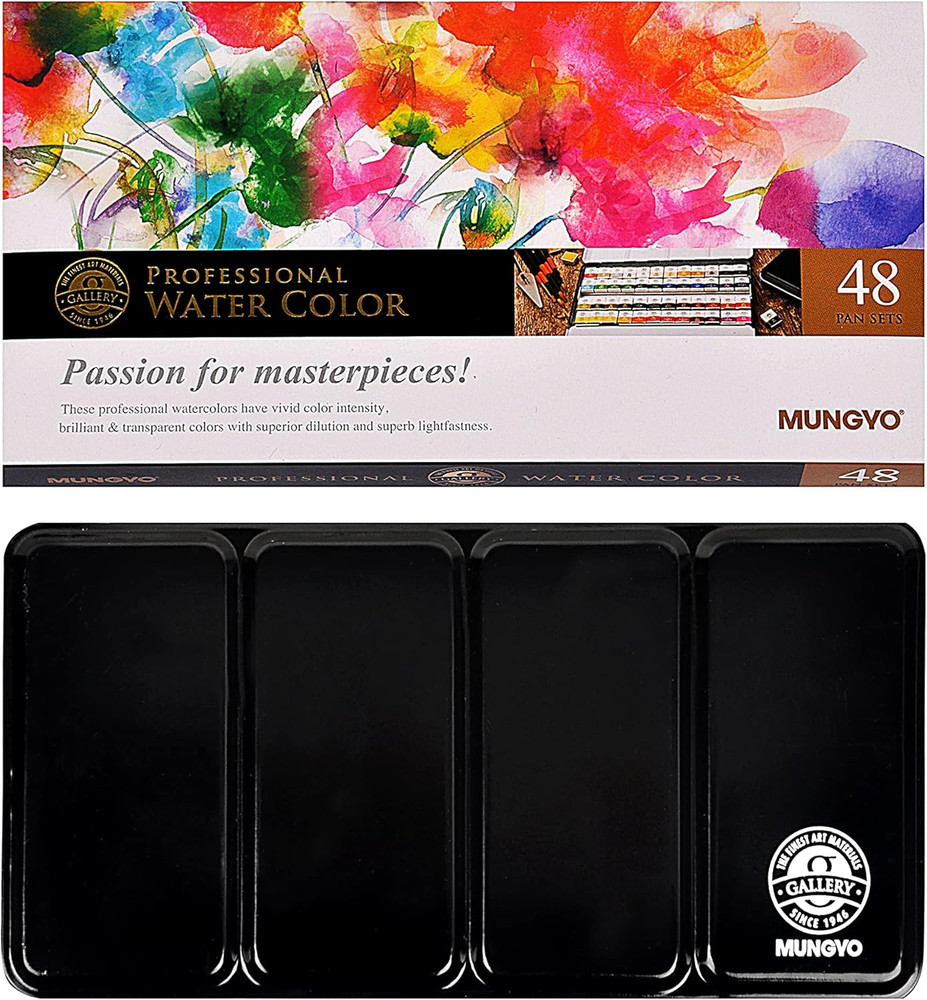 Professional Half Pan Size Water Colors Set in Tin Case/Integral Mixing Palette