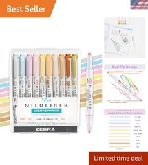 No-Bleed Dual-Tip Highlighters – 10 Soft Ink Colors for Journaling & Bible Study